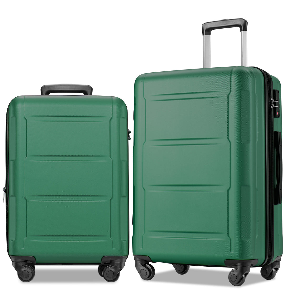 Expanable Spinner Wheel 2 Piece Luggage Set ABS Lightweight Suitcase with TSA Lock 20inch+24inch Green + Plastic