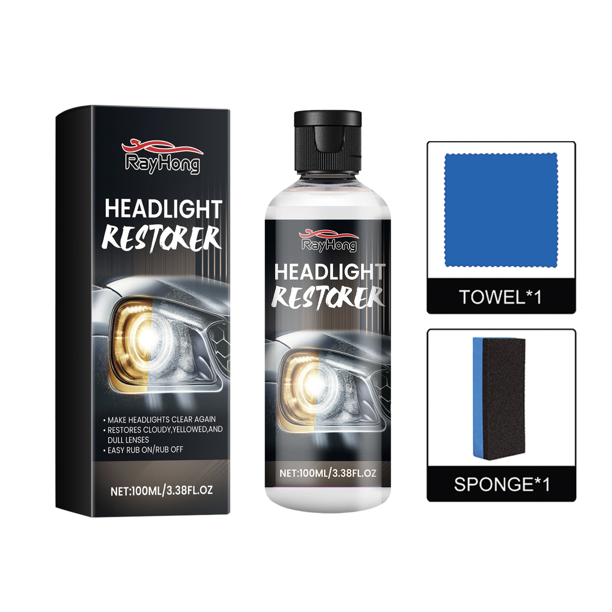 Headlight Restorer, Car Headlight Scratch Repair Refurbishment Maintenance Brightening Coating Polishing Fluid - V.I.P Digital Presence
