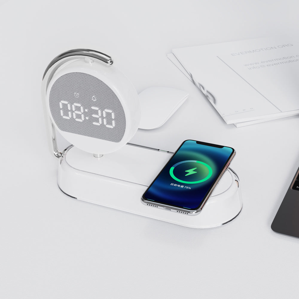 Multi functional clock, wireless charging, clock alarm, mobile phone, wireless charging, small night light, three in one - V.I.P Digital Presence