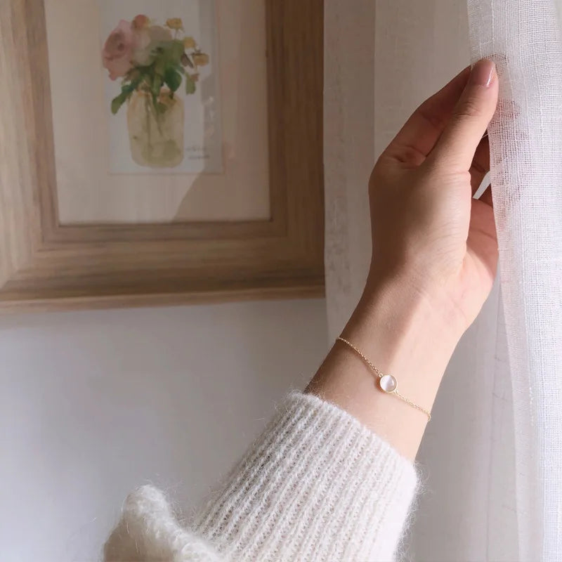 925 Sterling Silver White Chalcedony Bracelet for Girl Korean Style Simple INS 18k Gold Plated Bracelet Fine Jewelry - V.I.P Digital Presence