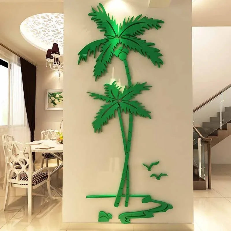 3D Coconut Tree Acrylic Mirror Wall Sticker For Children's Room Dining Room Living Room DIY TV Wall Background Home Decoration - V.I.P Digital Presence