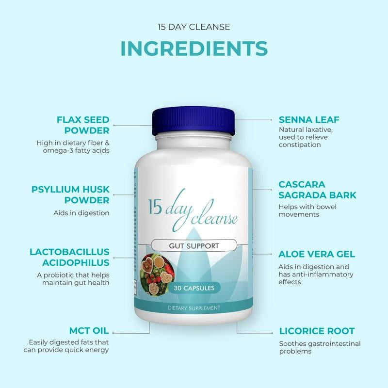 Newest 30 Pills One Bottle TK Hot 15 Day Bowel CLEANSE CAPSULES Constipation & Diarrhea Home Travel Essentials Gifts - V.I.P Digital Presence