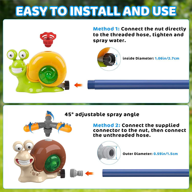 Cartoon snail sprinkler for boys and girls, summer garden lawn, water - spraying toys, fun pool party, backyard - V.I.P Digital Presence