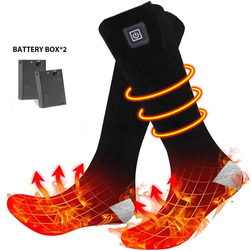 Winter Electric Heating Socks With Battery Box Rechargeable Anti-Cold Men Thermal Heated Foot Warmer Outdoor Camping Ski Sports - V.I.P Digital Presence