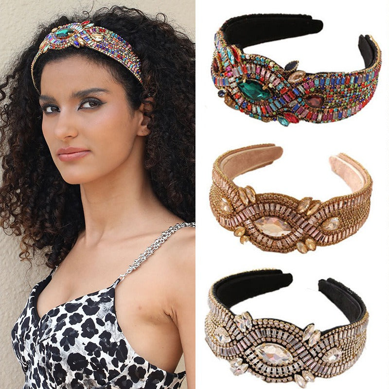 Fashionable Super Flash Claw Chain Colorful Water Diamond Hair Hoop Cross Head Hoop Female - V.I.P Digital Presence