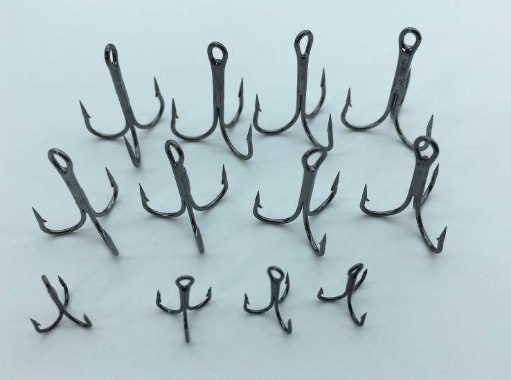 Rompin 20pc/lot 2/4/6/8/10# Fishing Hook High Carbon Steel Treble Black - V.I.P Digital Presence