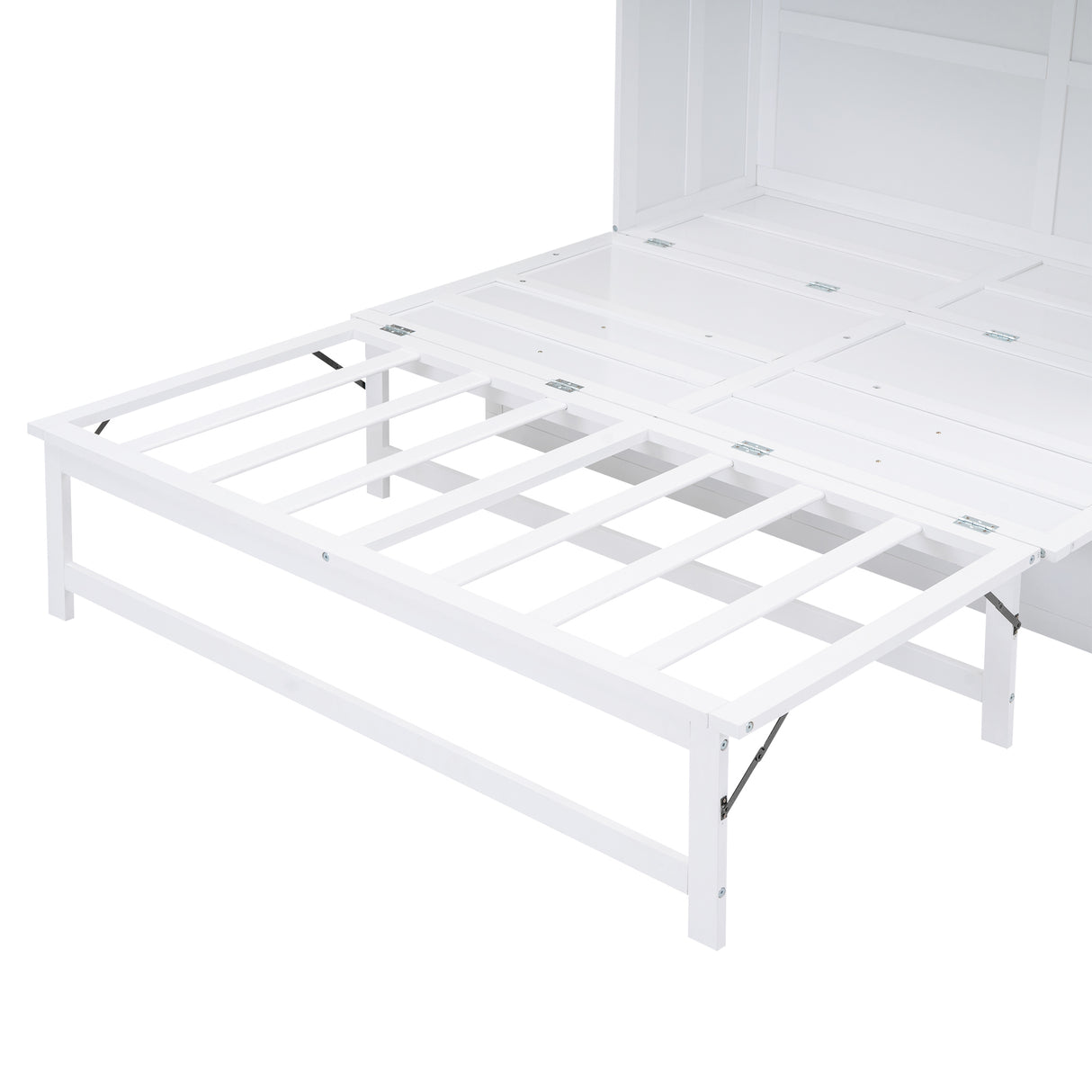 Queen Size Murphy Bed with Built-In Charging Station and a Shelf White