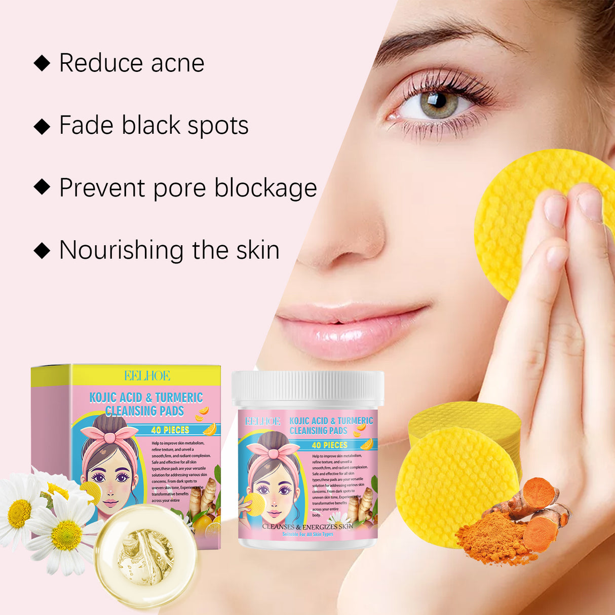 Turmeric Acid Cleansing Pad Gently Cleanses Face Skin With Refreshing And Balanced Oil Skin Care Cleansing Pad - V.I.P Digital Presence
