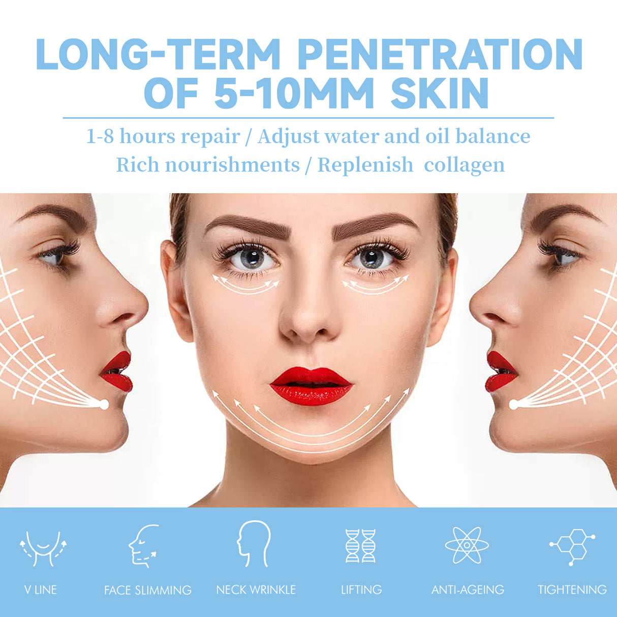 V-Shaped Face Mask, Face Double Chin Firming Small Face Shape Hanging Ear V-Face Lift Mask