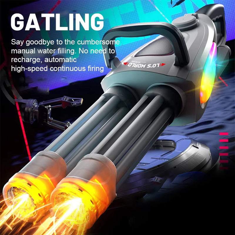 Electric LED Rotating Gatling Water Gun - Auto-Spray Blaster for Kids & Adults (Summer Pool Toy) - V.I.P Digital Presence
