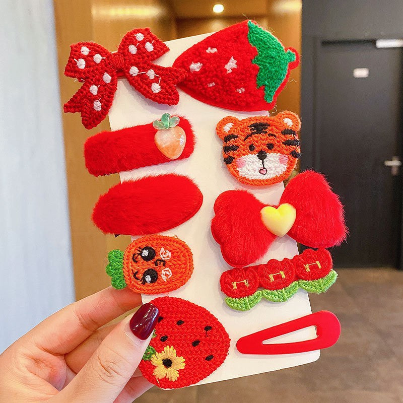 Milk Coffee Color Children's Plush Hairpin Net Red Bangs Side Hair Clip Autumn And Winter Lovely Japanese Clip - V.I.P Digital Presence