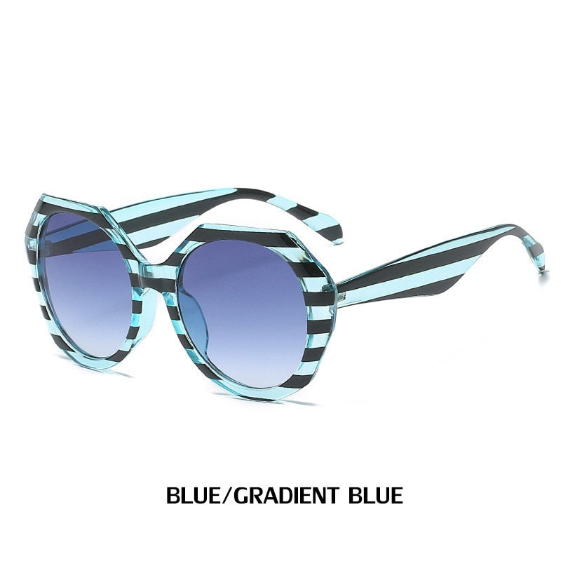 Nuevas gafas de sol de moda con montura irregular para mujer, gafas de sol de montura grande a rayas de moda