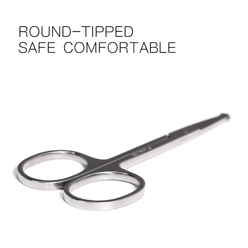 Silver Round Nose Nose Hair Trimmer 9cm Extra Facial Hair Beard Beard Eyebrows Stainless Steel Beauty Scissors - V.I.P Digital Presence