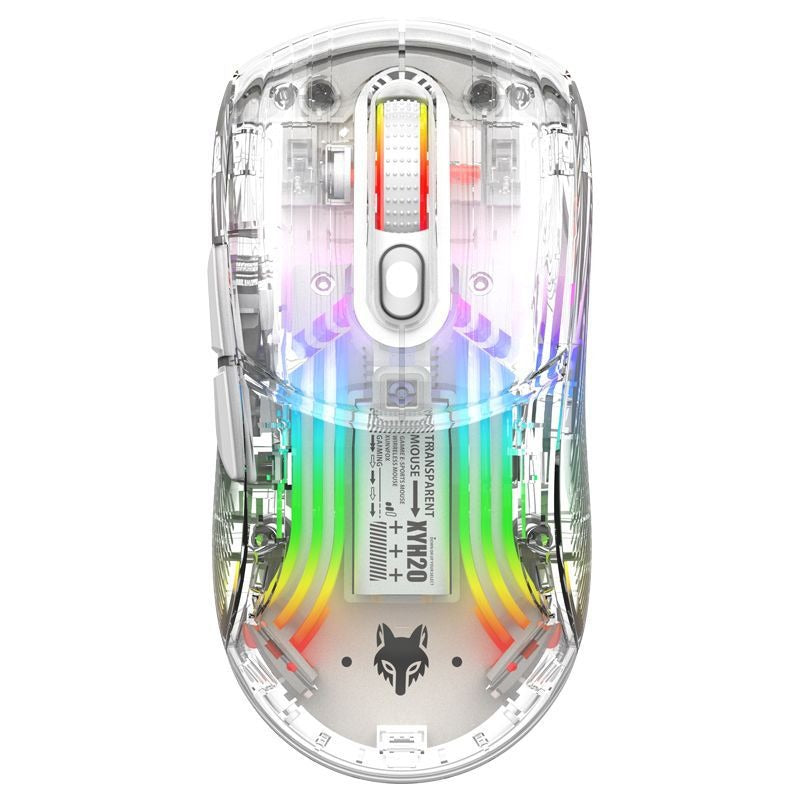 Luminous wireless Bluetooth the third mock examination transparent RGB mechanical mouse game video game mute mouse - V.I.P Digital Presence