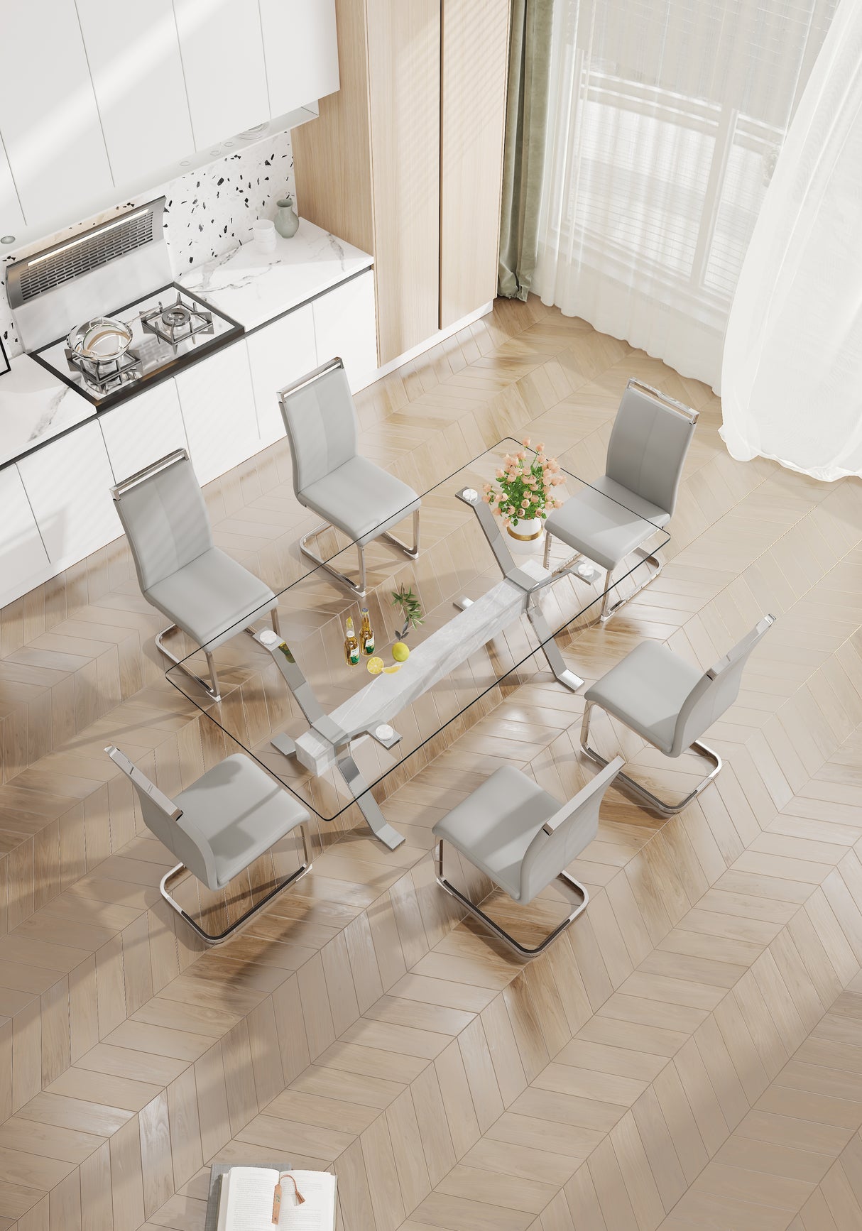 Dining table Modern tempered glass dining table 79 ''x39''x30 '' 1105 - V.I.P Digital Presence