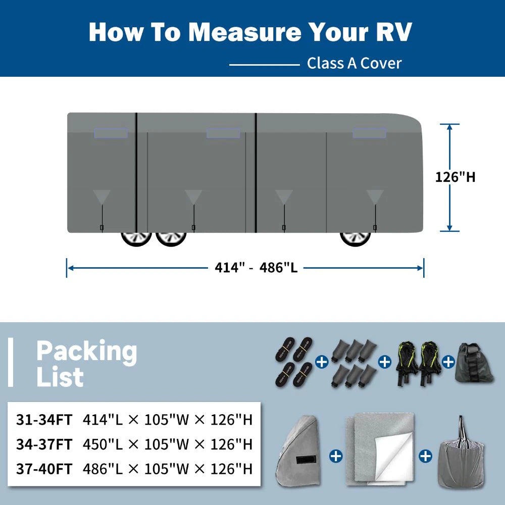 Umbrauto Class A RV Cover Upgraded Heavy Duty 7 Layers Top Windproof Breathable Class A Motorhome Camper Cover,Grey - V.I.P Digital Presence
