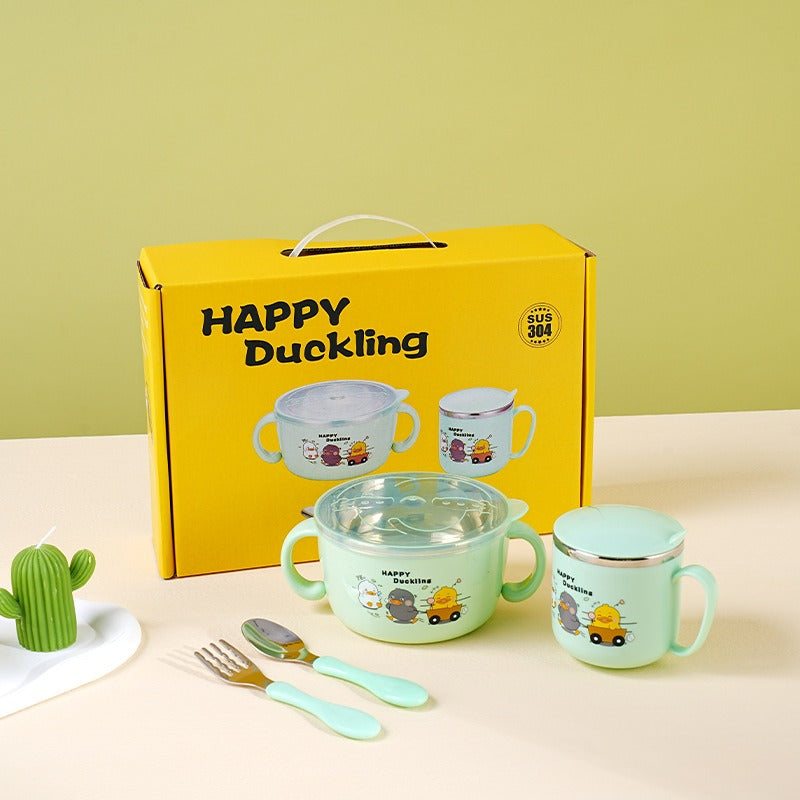 304 stainless steel children's tableware set cute baby food bowl stainless steel tableware children's water cup - V.I.P Digital Presence
