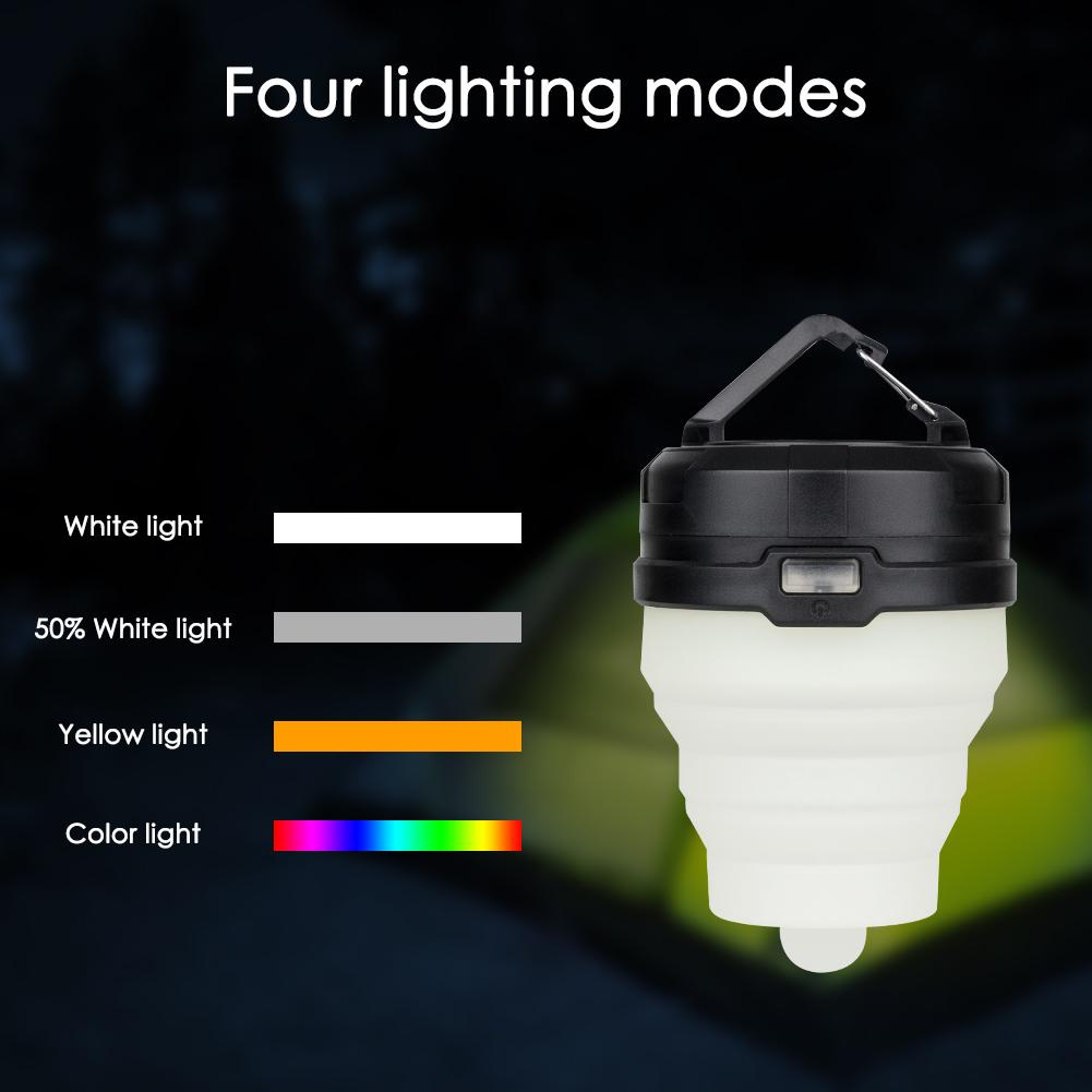 Retractable Camping Light LED Flashlight Portable Lantern 4 Modes Mini Hook Hanging TentEmergencyTorch Outdoor