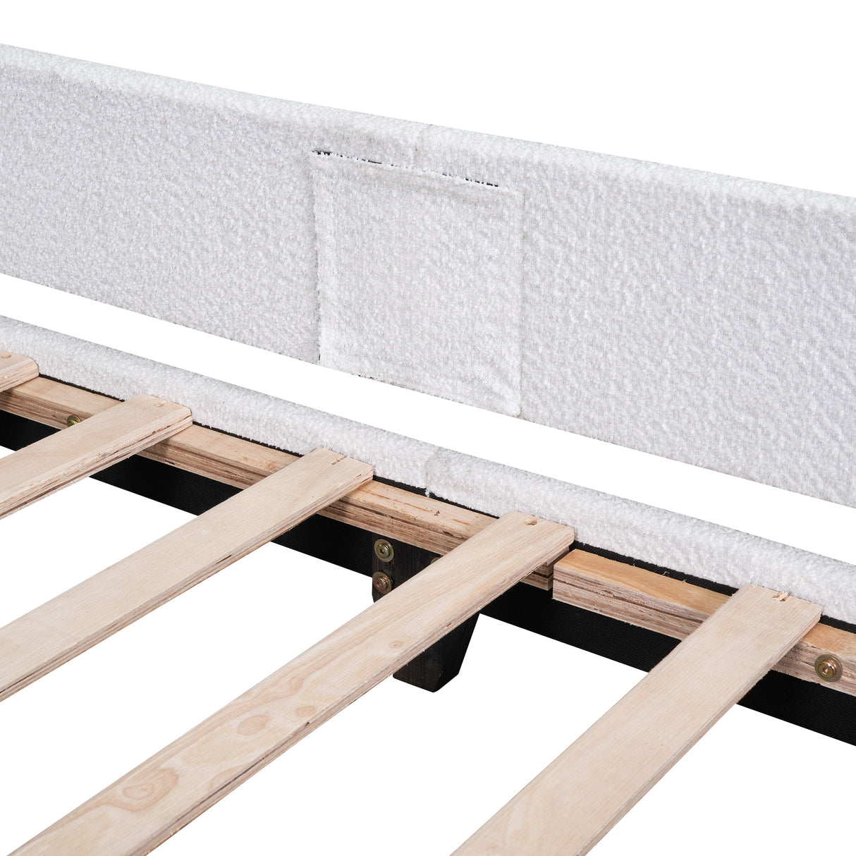 Teddy Fleece Twin Size Upholstered Daybed with Carton Ears Shaped Headboard White