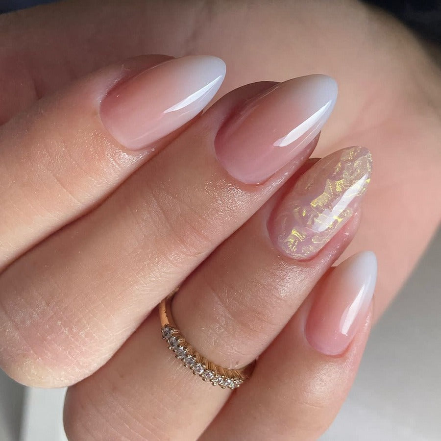 New wearable nail gradient glitter manicure patches almond-shaped nails fake nail patches - V.I.P Digital Presence