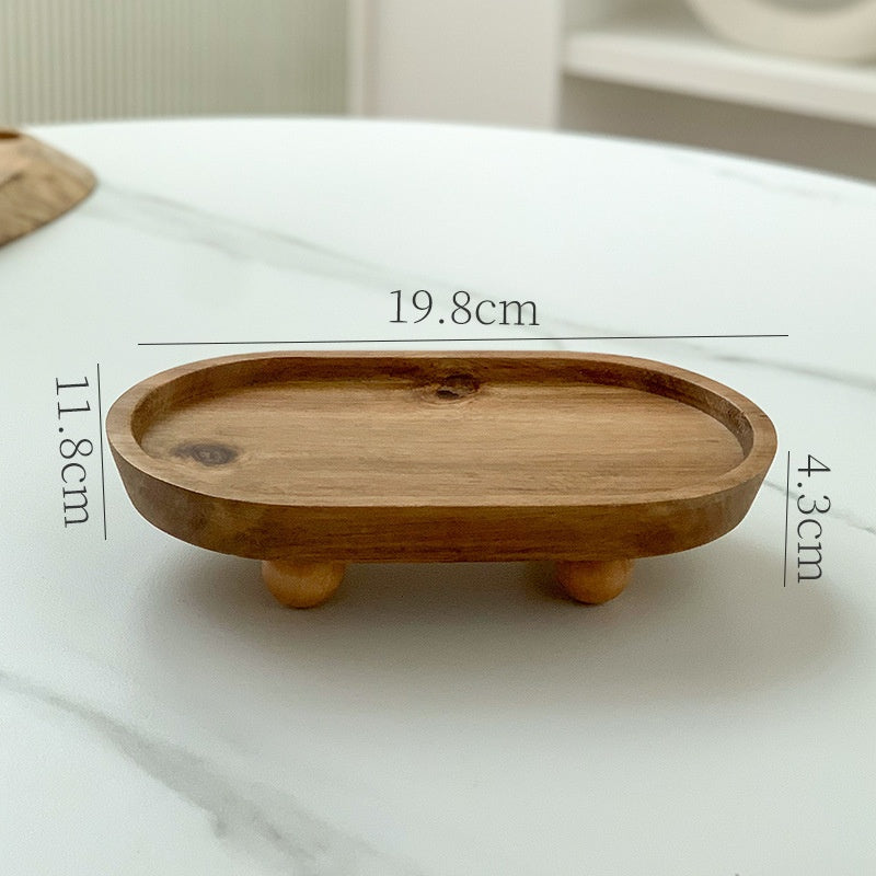 Entrance foyer storage tray aromatherapy glasses placement tray oval wooden ornament household tray - V.I.P Digital Presence