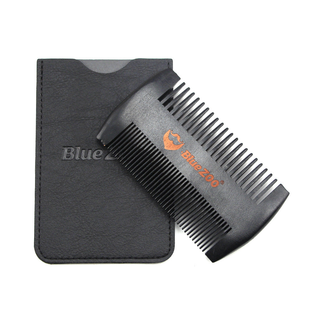 Black Spray Painted Pear Wood Bluezoo Double Sided Beard Comb Beard Portable Comb Care - V.I.P Digital Presence