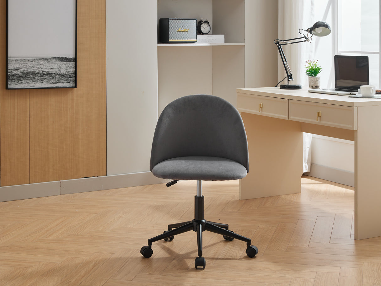 Velvet fabric office chair, mid back adjustable rotating computer chair, black legs, cushioned office chair with wheels - V.I.P Digital Presence