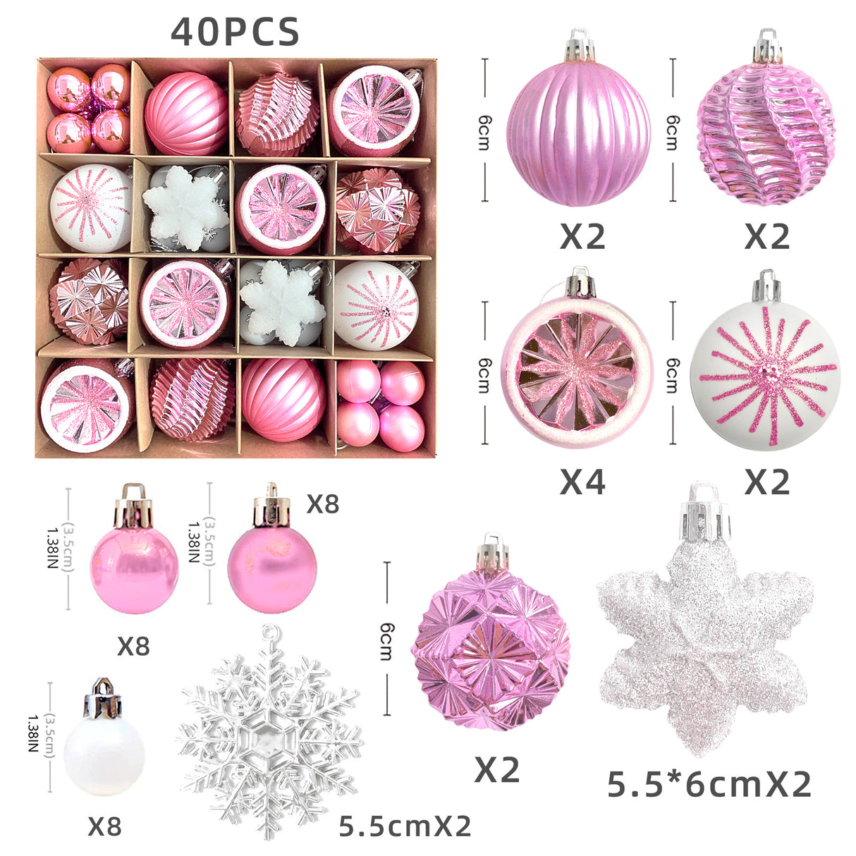 Christmas decoration 6cm electroplated ball plastic ball special-shaped painted Christmas ball gift Christmas tree pendant - V.I.P Digital Presence