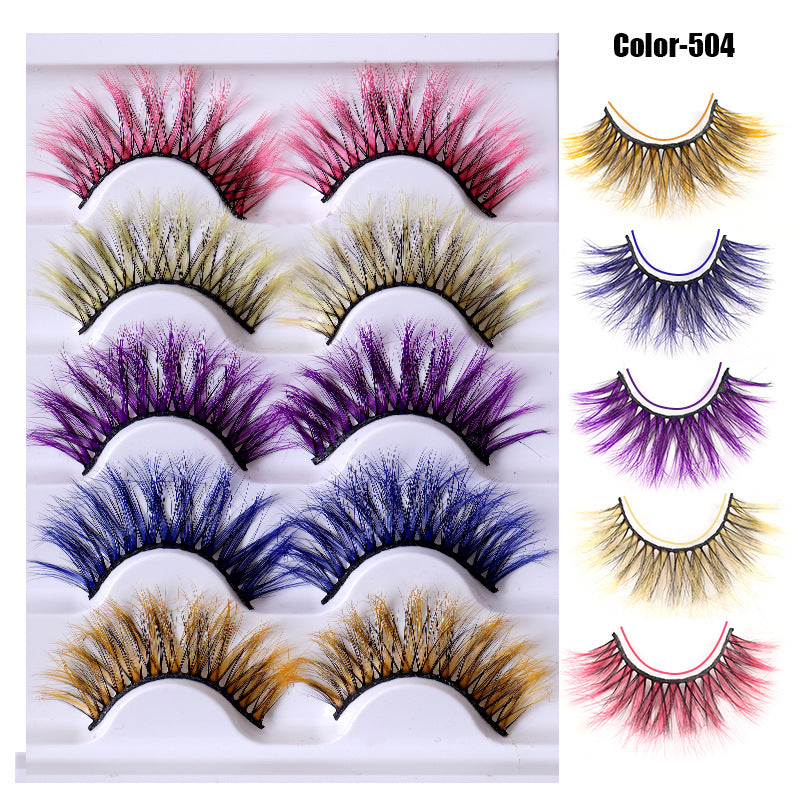 Colorful Fried 5 Pairs Of False Eyelashes Multi-Layer Thick Cross Mink Hair Eyelashes 8D FLUFFY - V.I.P Digital Presence