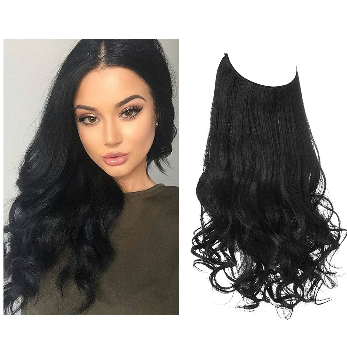 European And American Wig Piece Female Fishline Hair Extension Piece Chemical Fiber Matte High Temperature Silk Long Curly Human Hair - V.I.P Digital Presence