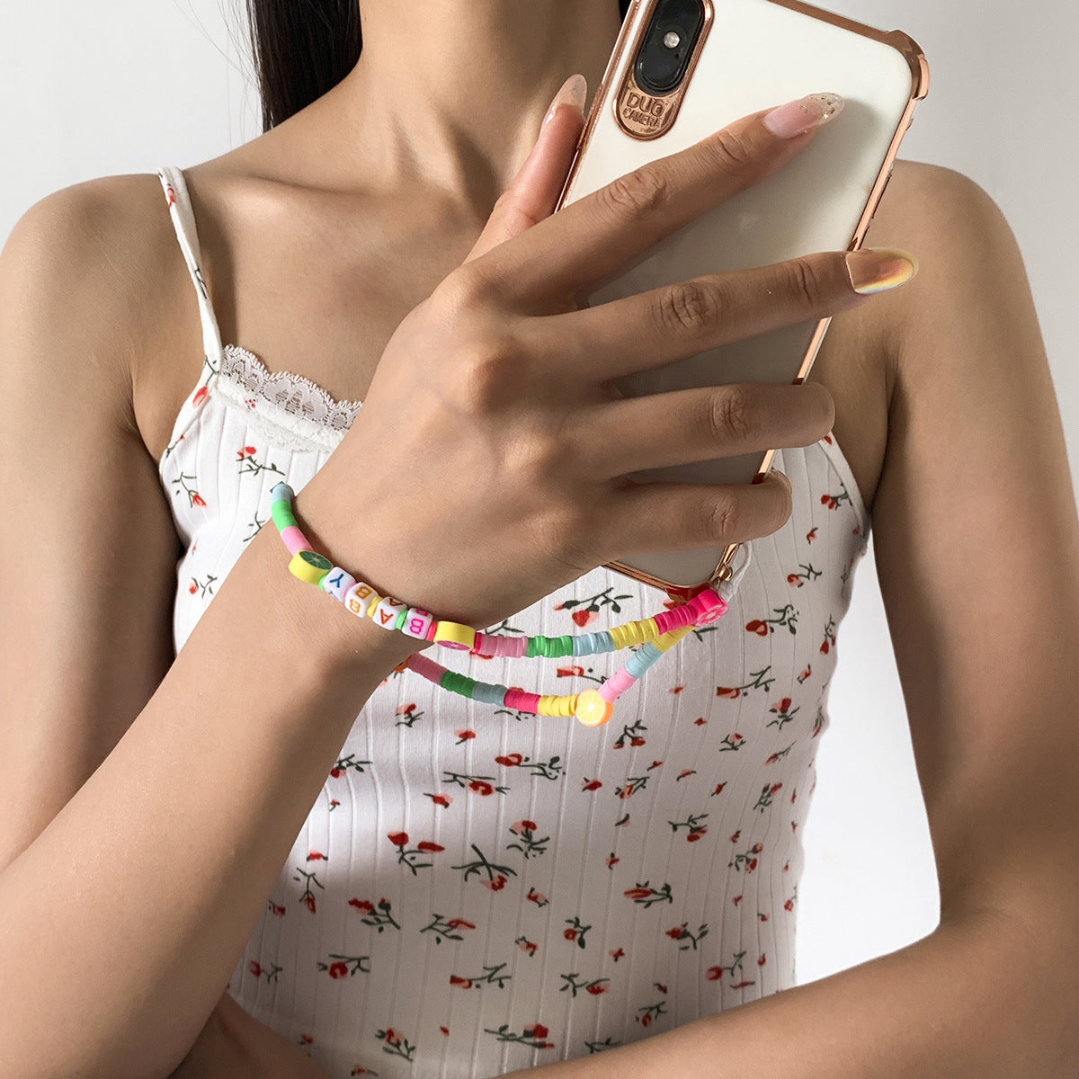Simple color collision fresh fruit bead mobile phone chain geometric soft ceramic pendant rope chain - V.I.P Digital Presence