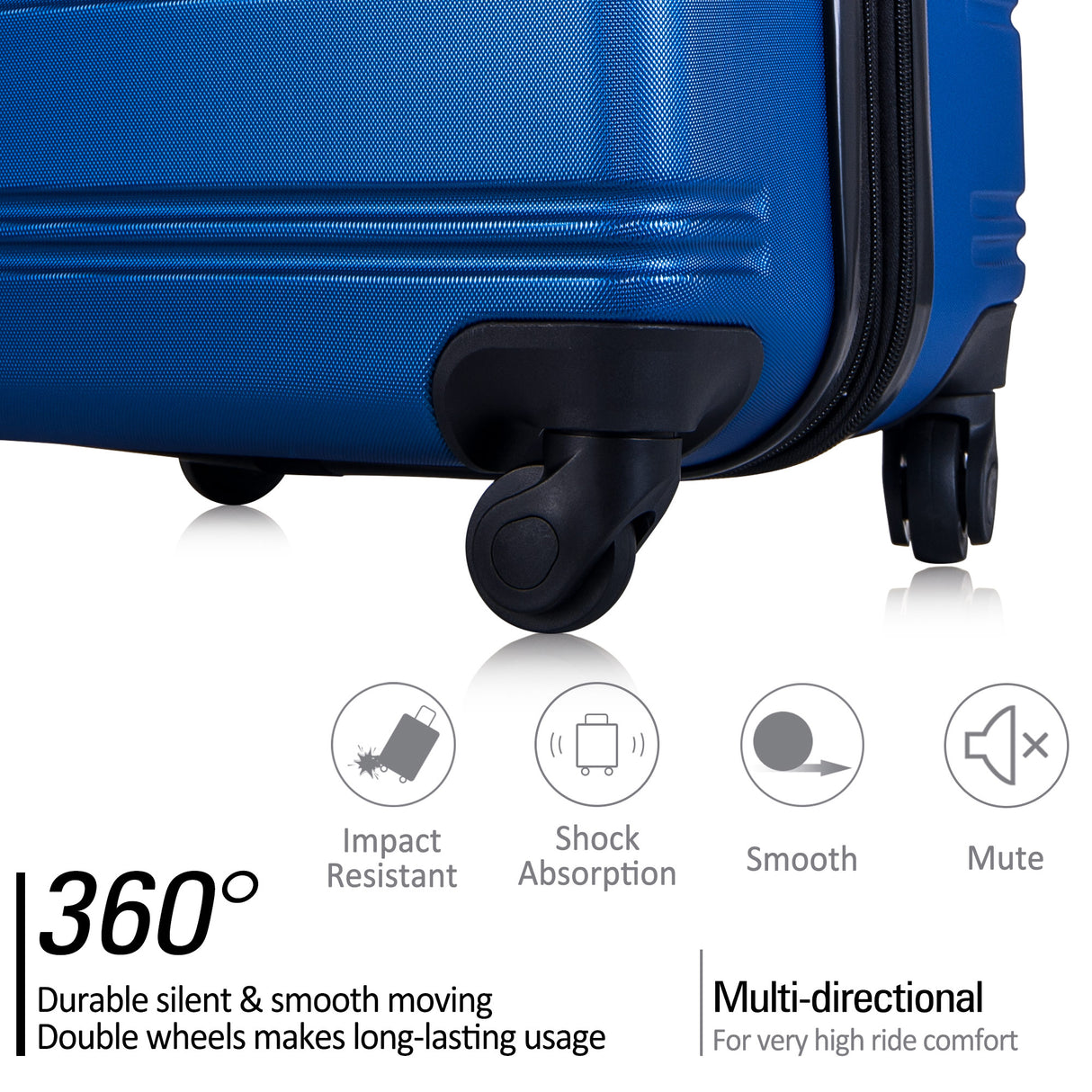 Blue 3 Piece Luggage Set Hardside Spinner Suitcase with TSA Lock 20" 24' 28" Available