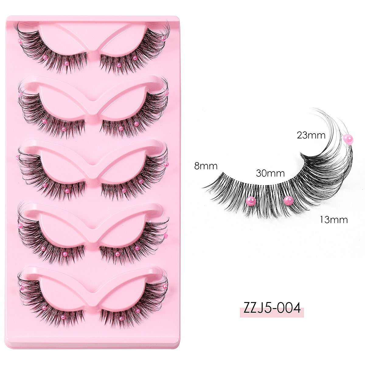 Clear Band Corner Foxy Winged Cat Eye 3D Strip Lashes Silk Party Full False Eyelash Vegan Faux Mink Eyelash With Diamond Pearl - V.I.P Digital Presence