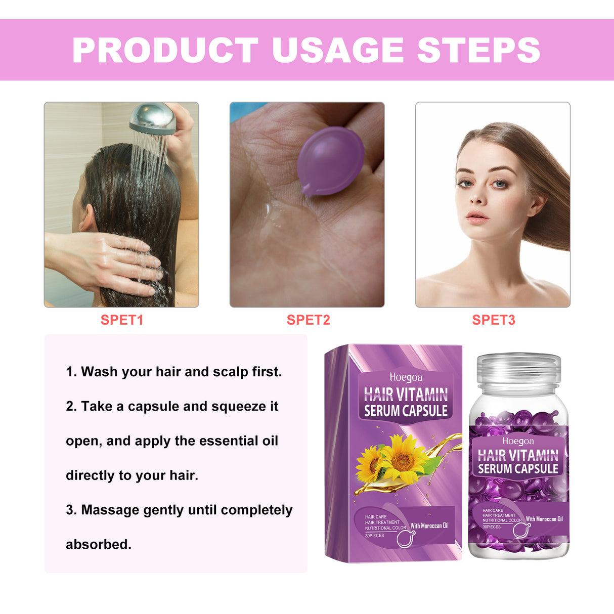 Purple Hair Essential Oil Care Capsules, Improves Dry Hair Knotting And Broken Dandruff Cleaning - V.I.P Digital Presence