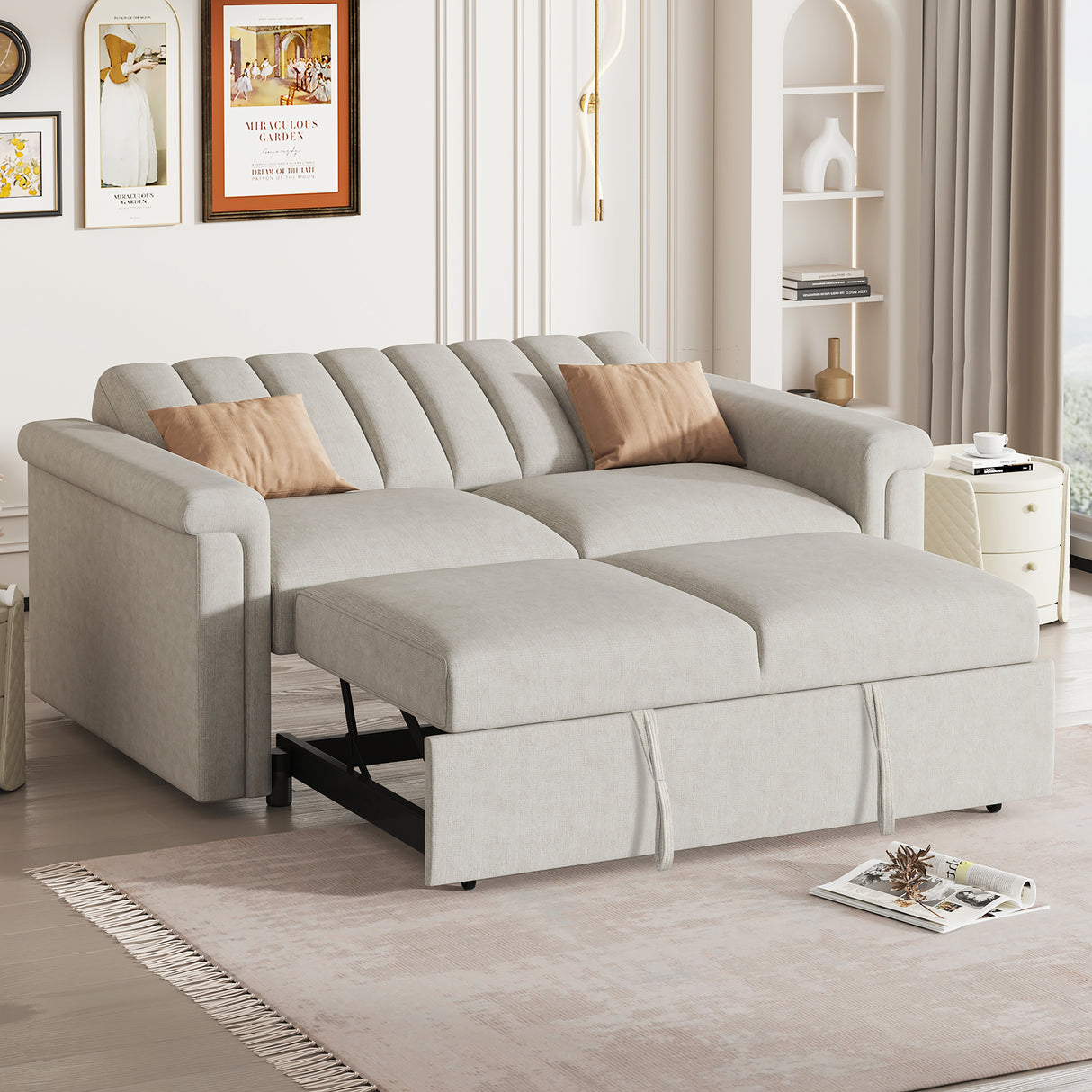 U_STYLE Convertible Soft Cushion Sofa Pull Bed ,for Two People to Sit On - V.I.P Digital Presence