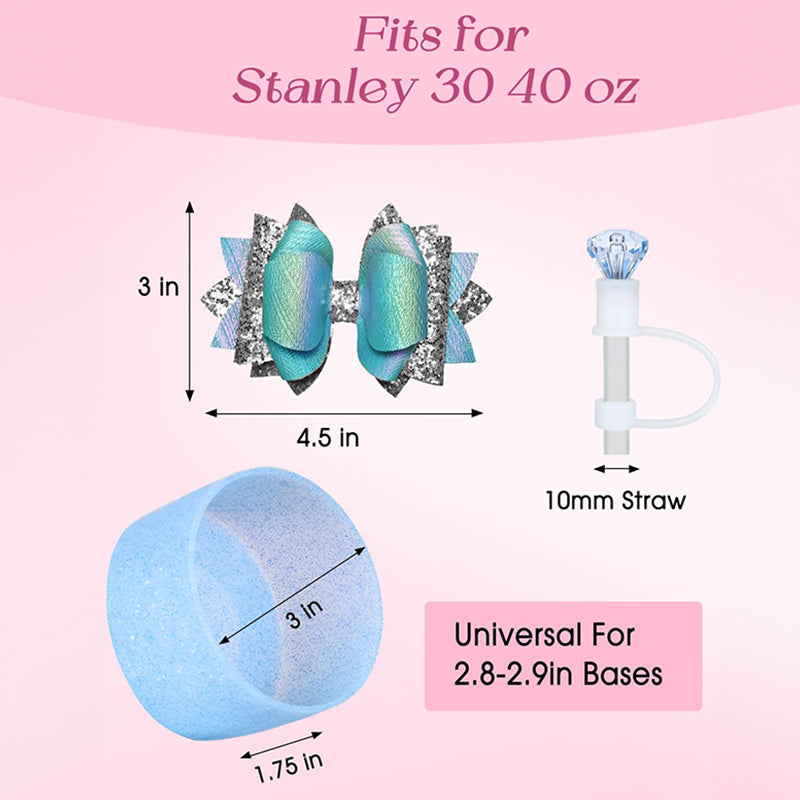 Cup Boot for Stanley 40/30 oz: Straw Cover, Bow Topper, Diamond Caps, Bottom Protector, 3 PCS Set. - V.I.P Digital Presence