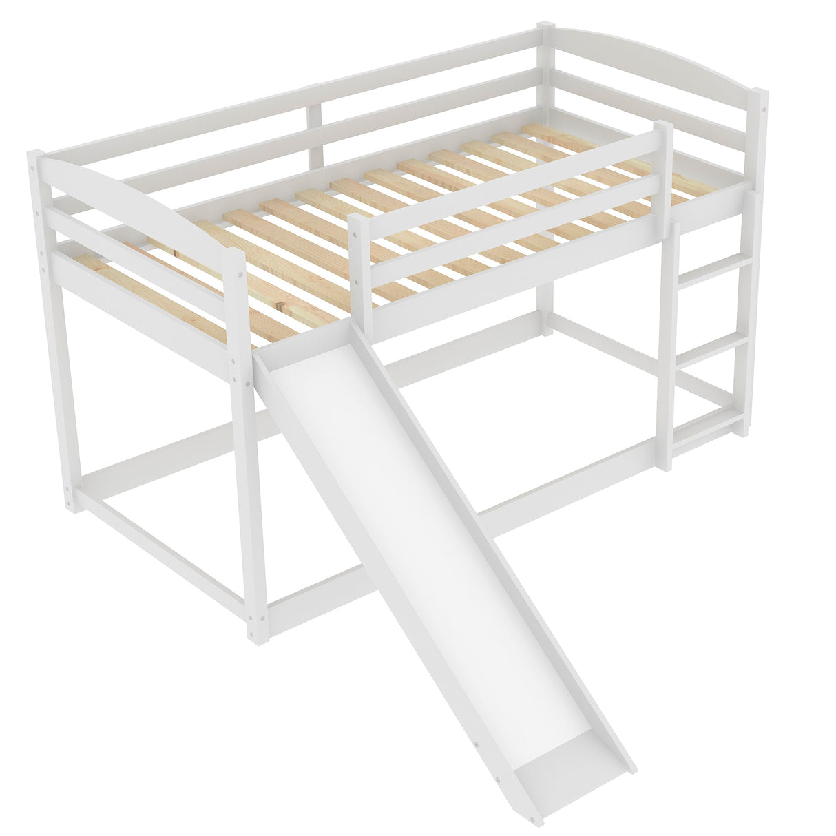 Twin over Twin Bunk Bed with Convertible Slide and Ladder White