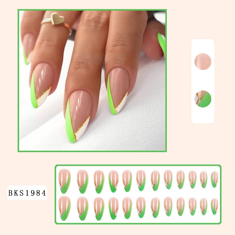 Nail Art Almond Nails Finished Wearable Nails Mid-Length Nail Art Patch Ins Style Hot Girl - V.I.P Digital Presence