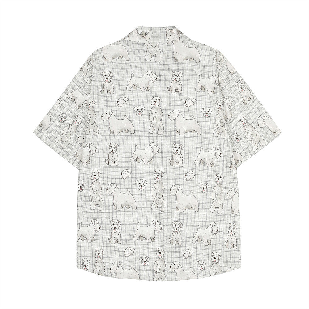 Digital Full Print Cartoon Dog Plaid Short Sleeve Shirt Loose Casual Turn-Down Collar Summer Shirt for Men - V.I.P Digital Presence
