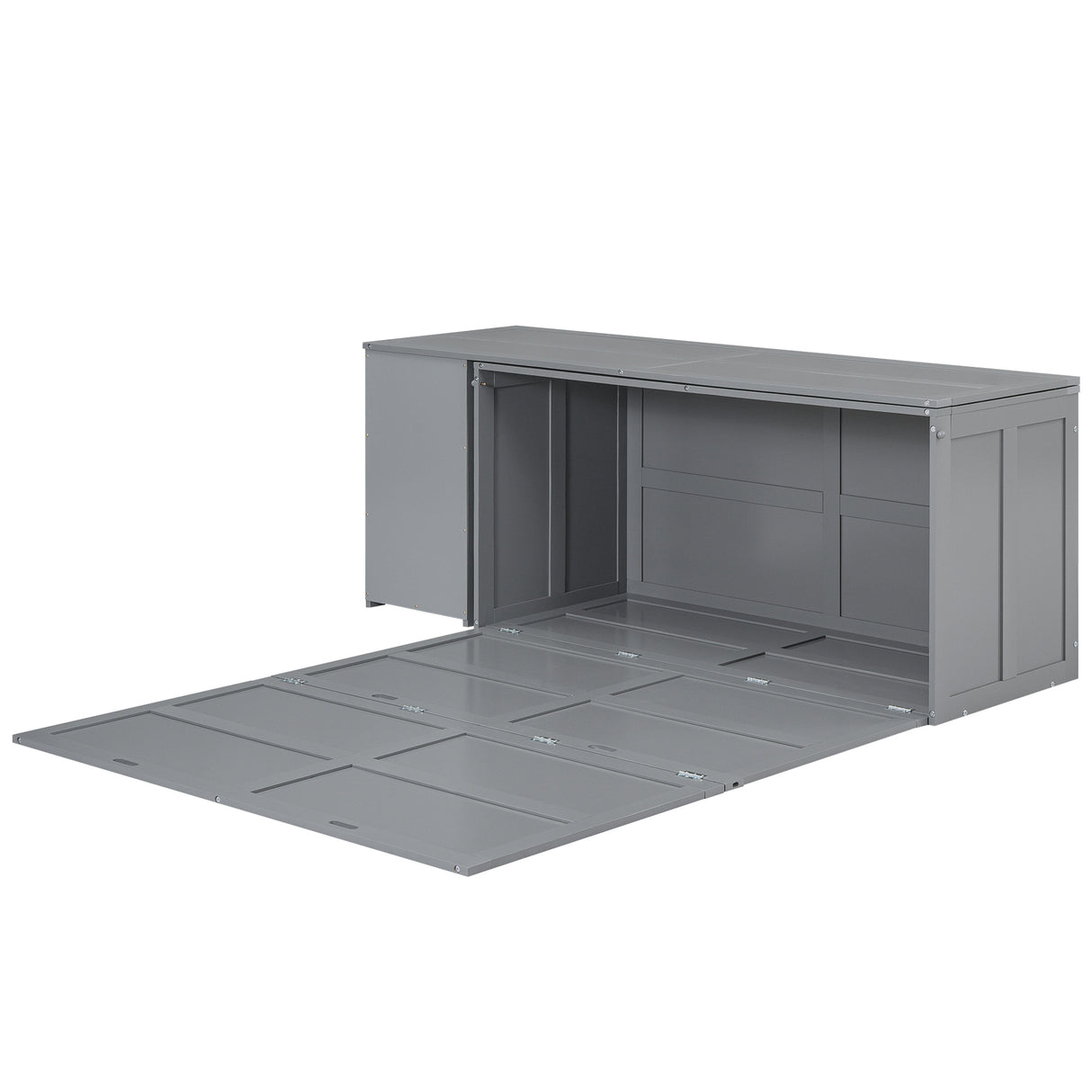 Queen Size Murphy Bed with Rotable Desk Gray