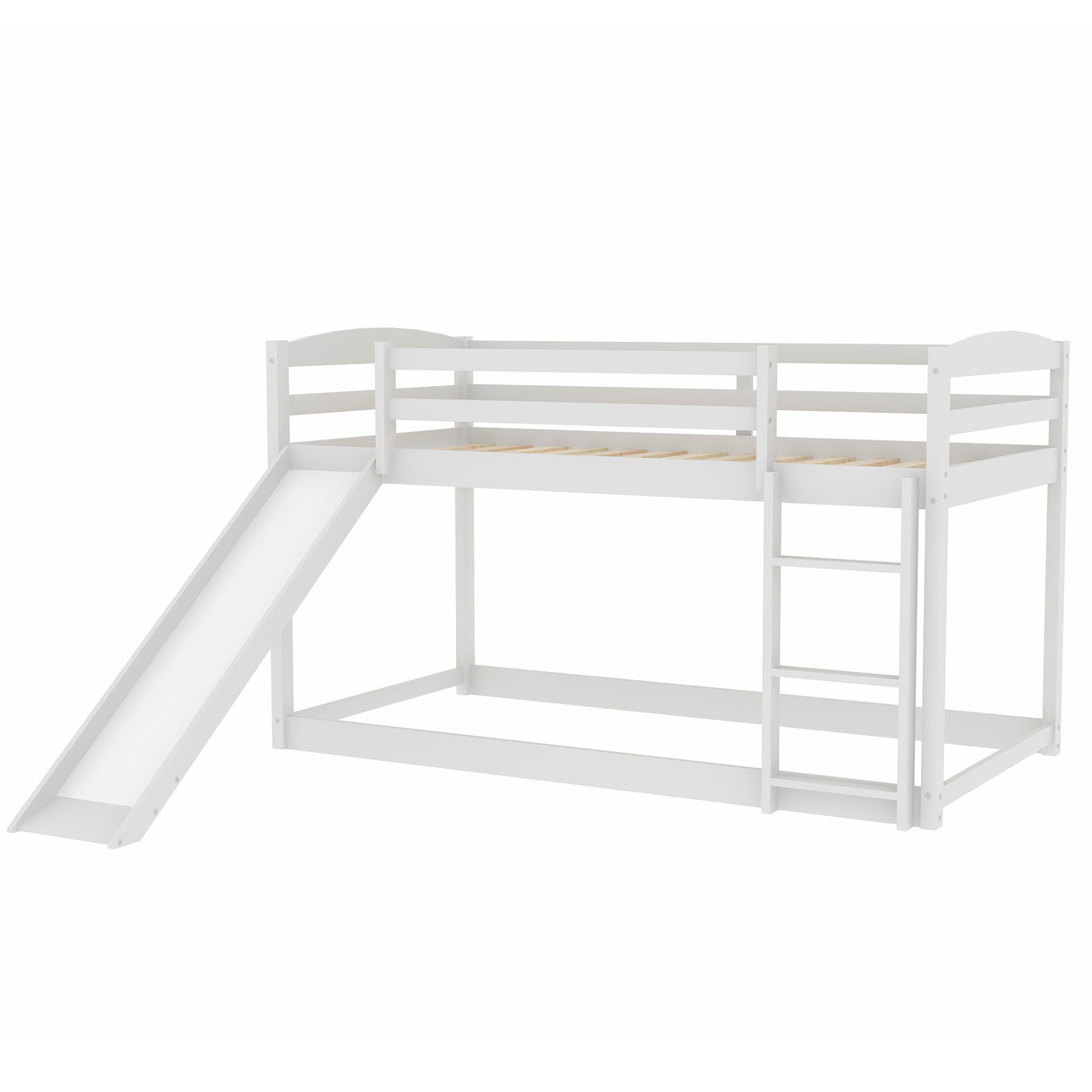 Twin over Twin Bunk Bed with Convertible Slide and Ladder White