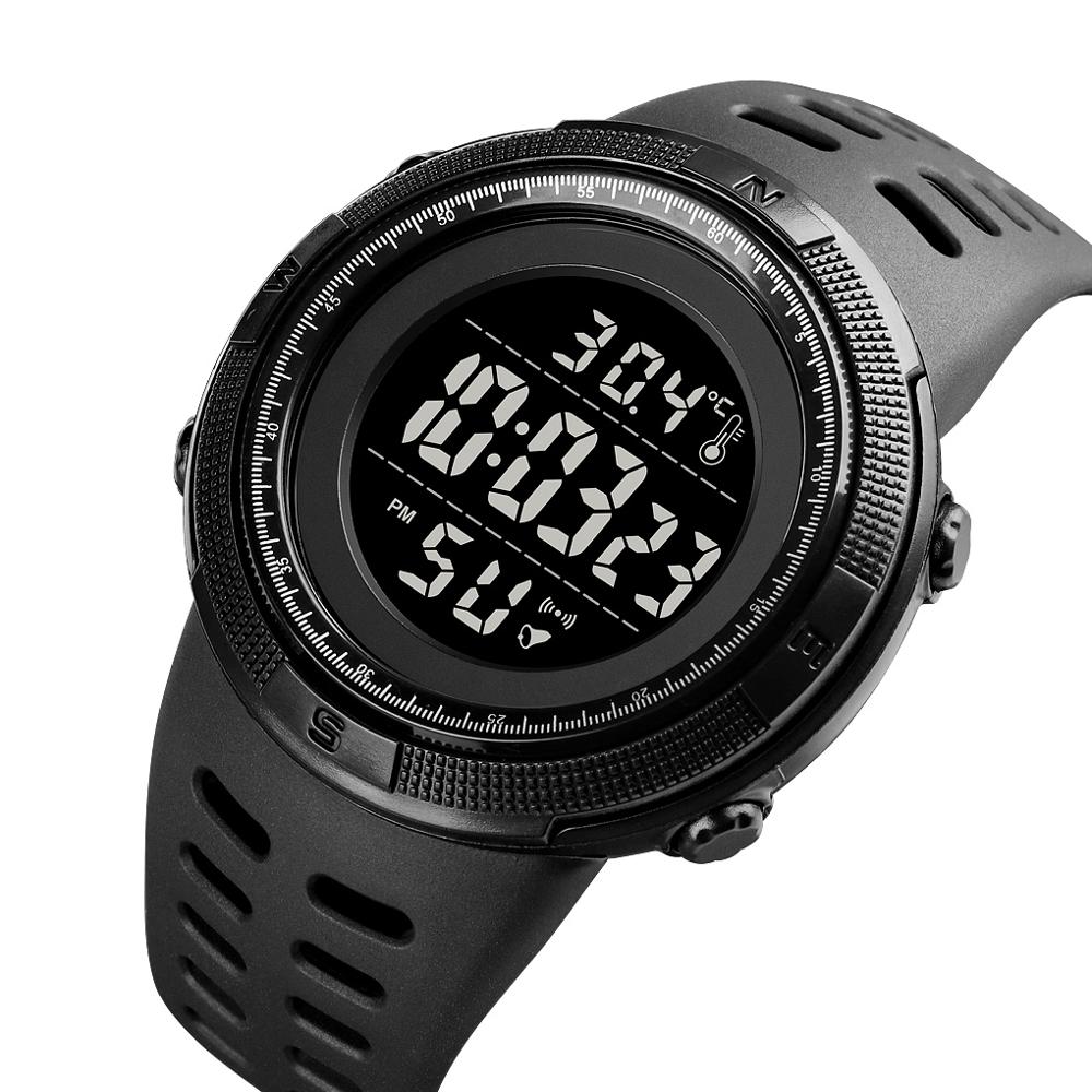 SKMEI 1681 Body Temperature Men's Watch Electronic 5Bar Waterproof Long Battery Life Alarm Clock LED Healthy Male Sport Watch - V.I.P Digital Presence