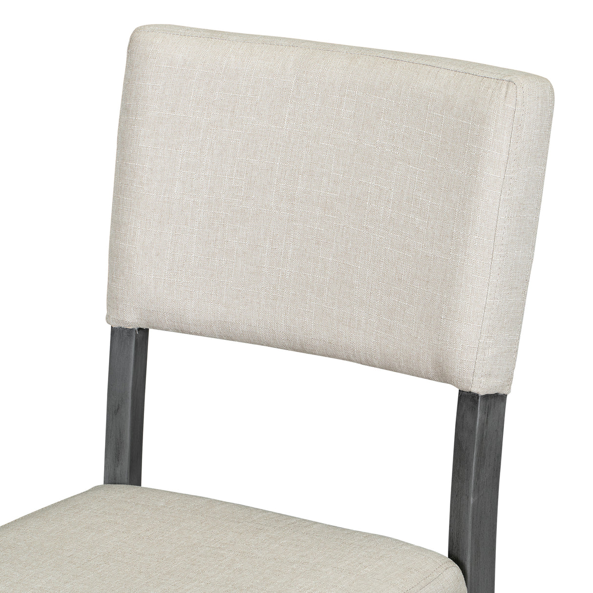 TREXM Five Piece Retro Round Dining Table Set with Curved Brackets and 4 Restaurant Cushioned Chairs (Dark Gray)