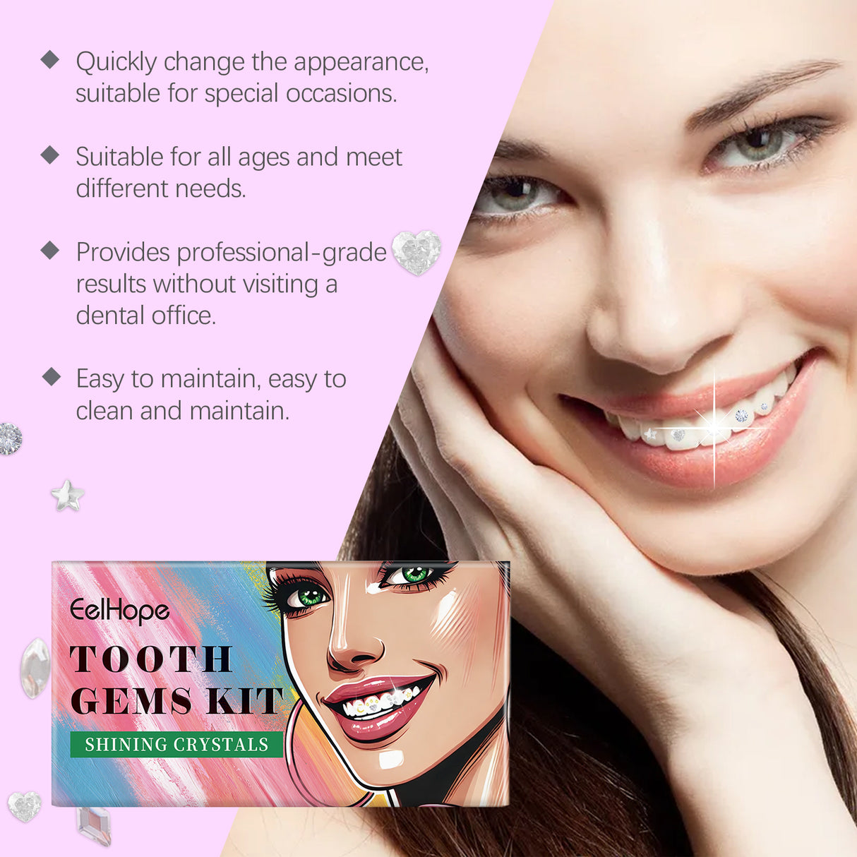 Dental Beauty Set Fashion Beauty Decorative Diamond Combination Personality Sparkle Light Up Smile Style - V.I.P Digital Presence