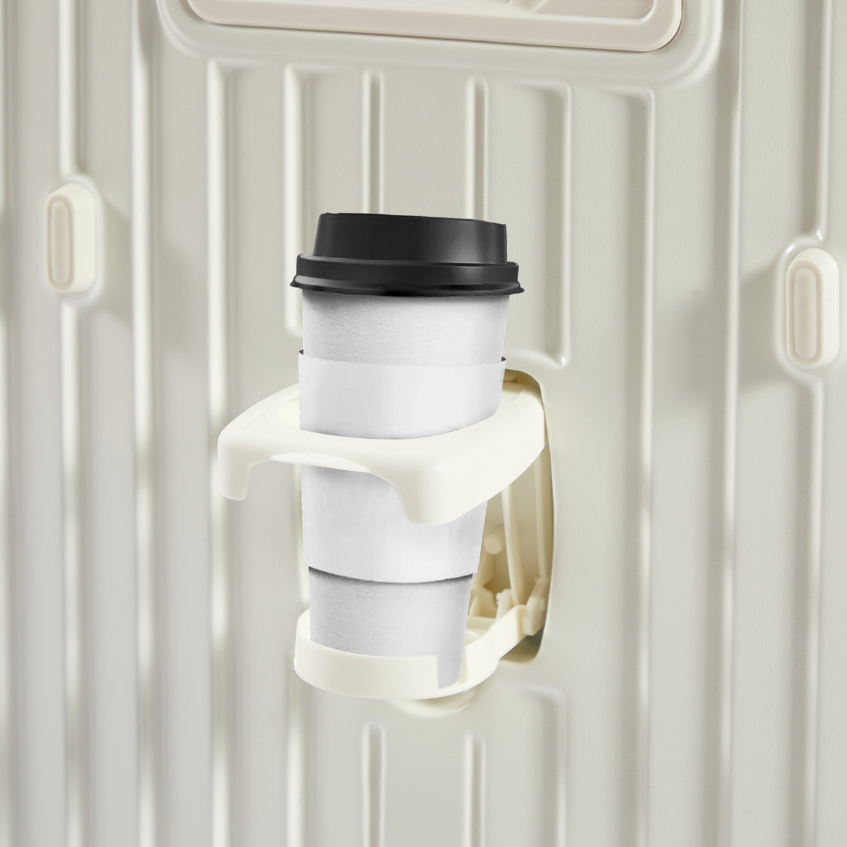 Luggage Set 4 pcs (20"/24"/29"/Travel Bag), PC+ABS Durable Lightweight Luggage with Collapsible Cup Holder、 TSA Lock, White