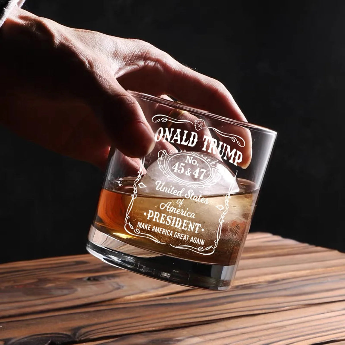 Transparent whiskey glass round straight mouth glass household wine glass beer cup bar tumbler kitchen utensil Trump print glass - V.I.P Digital Presence