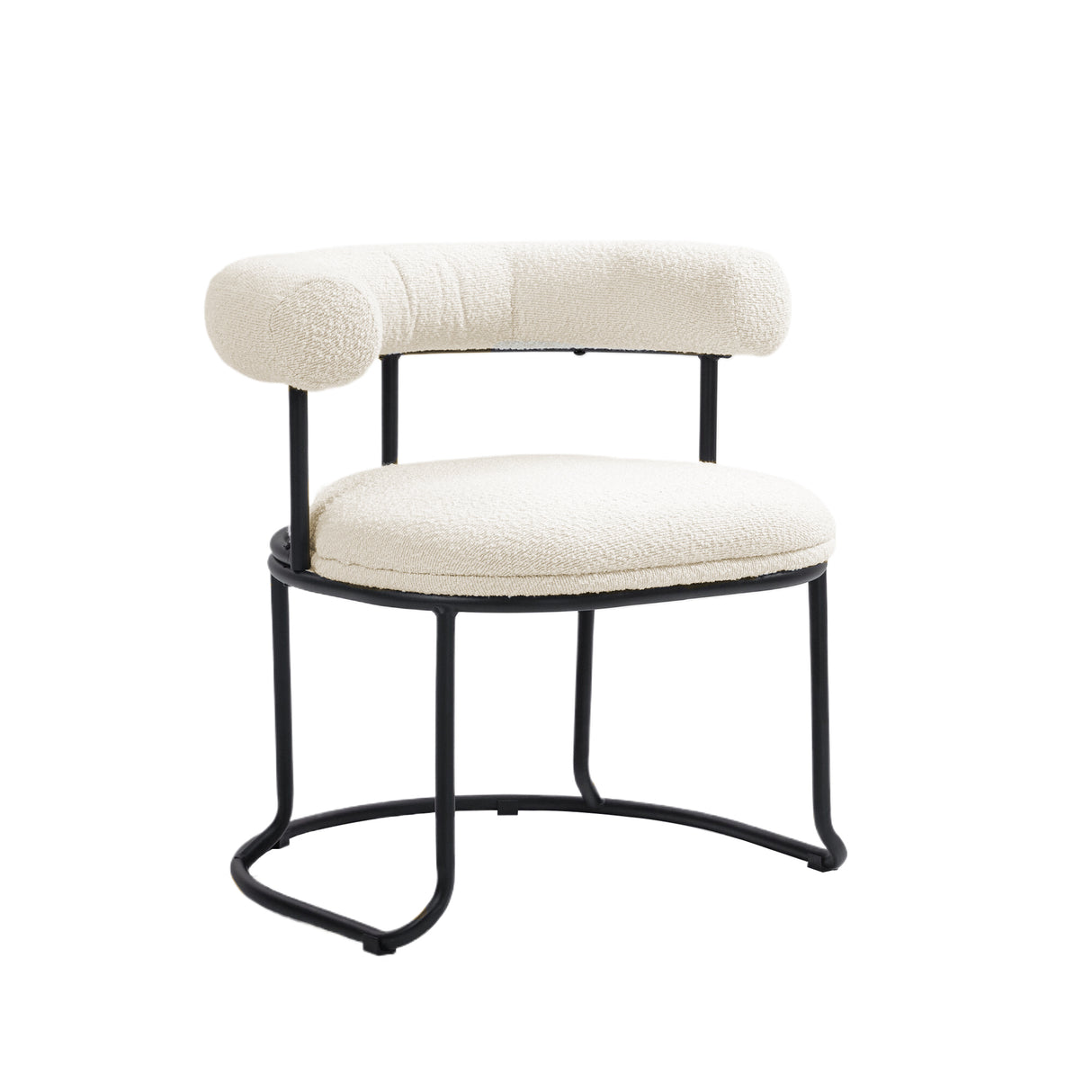 COOLCOOL Boucle dining chair set of two, medieval modern curved backrest chair, round cushion (beige Boucle) - V.I.P Digital Presence