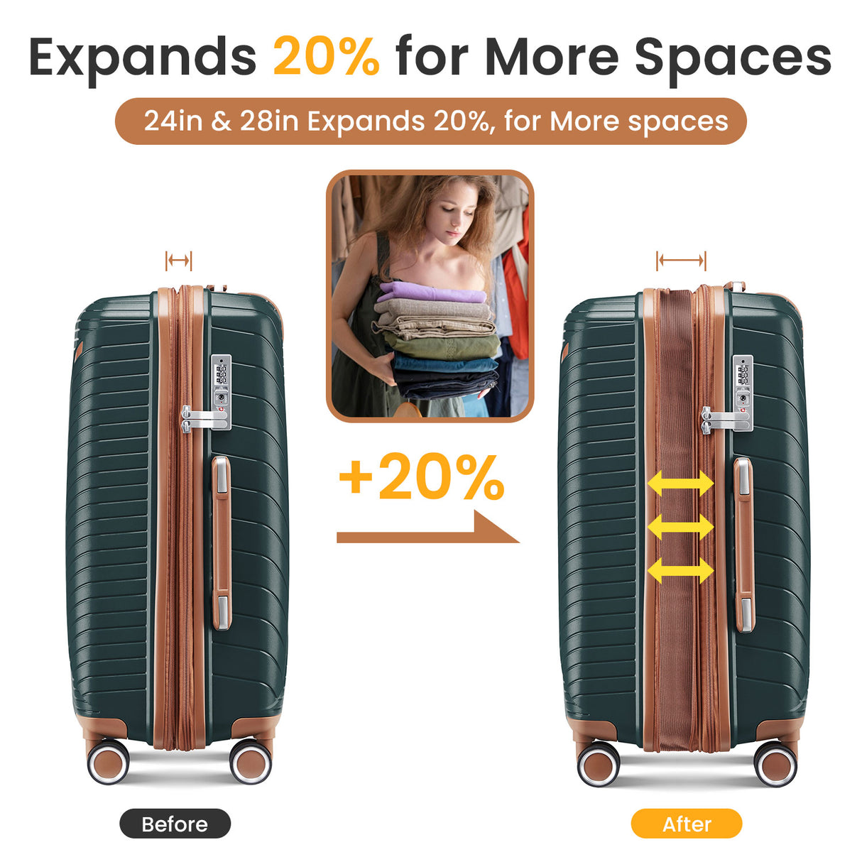 Luggage set of 4 pieces (14/20/24/28) with 4 360 degree silent rotating wheels made of PP material and durable TSA lock - V.I.P Digital Presence