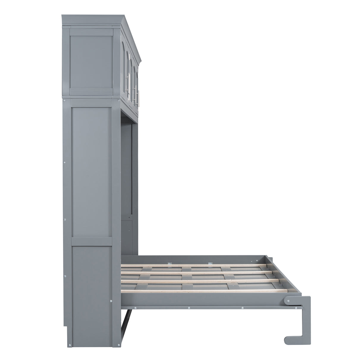 Full Size Murphy Bed Wall Bed with Top Cabinets,Gray - V.I.P Digital Presence