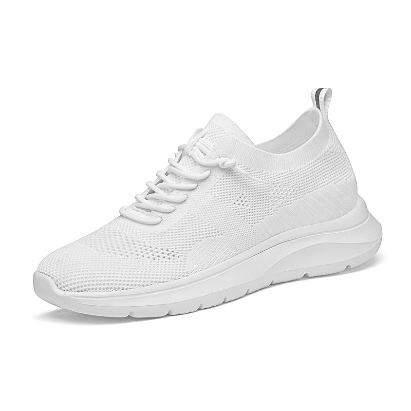 Indoor height increasing sports and leisure shoes for men white invisible height increasing shoes 7CM - V.I.P Digital Presence